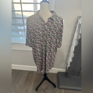 1764 Men’s XL Floral Golf Polo Green Pink S. Carolina Resort Performance Shirt